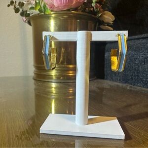 Gold and Blue Hoop Earrings